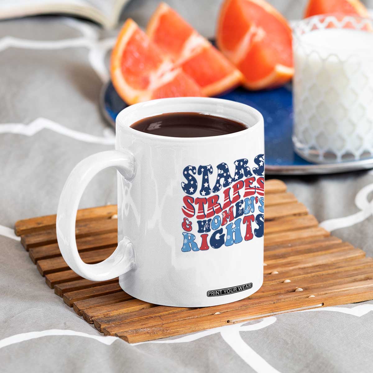 Stars Stripes And Women Rights Coffee Mug Groovy Retro 4th Of July TS10 Print Your Wear