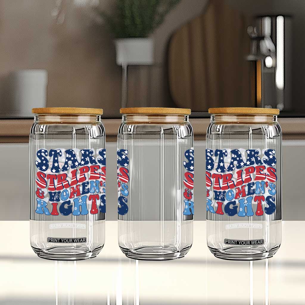 Stars Stripes And Women Rights Glass Can Groovy Retro 4th Of July TS10 Print Your Wear