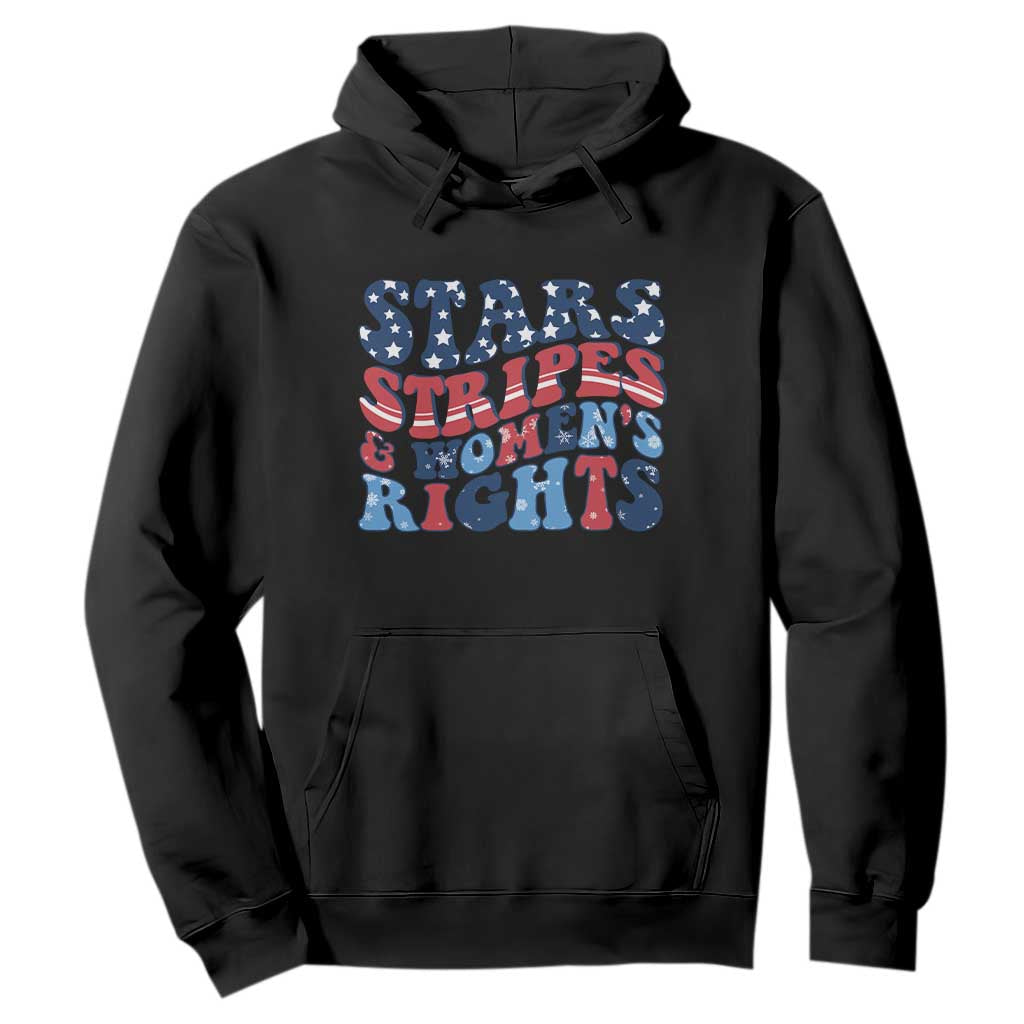 Stars Stripes And Women Rights Hoodie Groovy Retro 4th Of July TS10 Black Print Your Wear