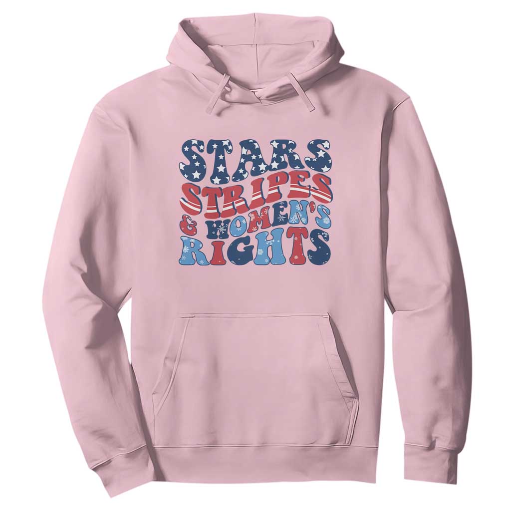 Stars Stripes And Women Rights Hoodie Groovy Retro 4th Of July TS10 Light Pink Print Your Wear