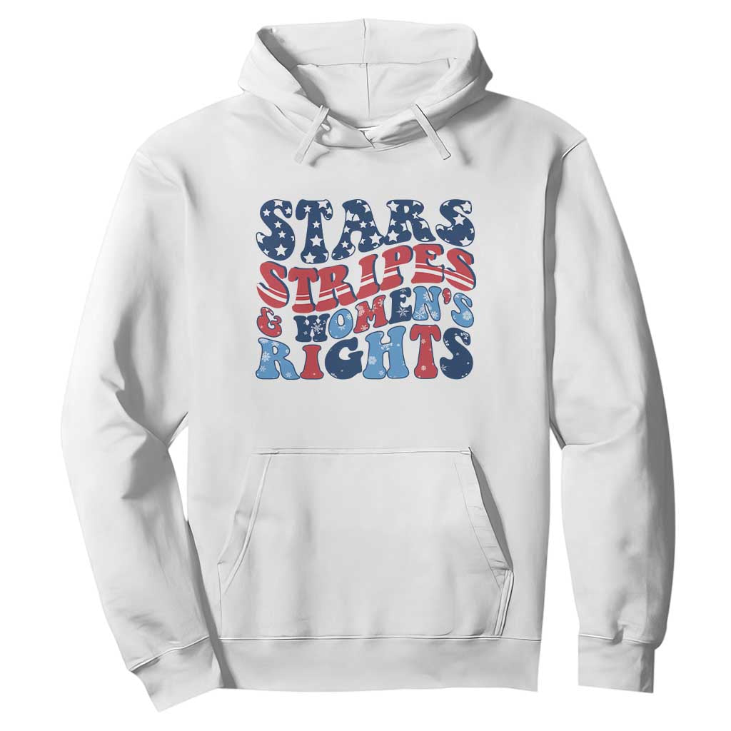 Stars Stripes And Women Rights Hoodie Groovy Retro 4th Of July TS10 White Print Your Wear