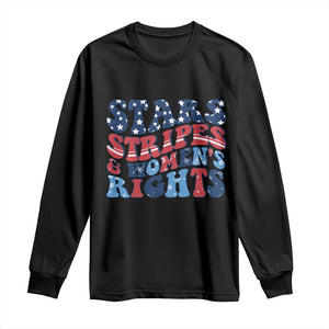 Stars Stripes And Women Rights Long Sleeve Shirt Groovy Retro 4th Of July TS10 Black Print Your Wear