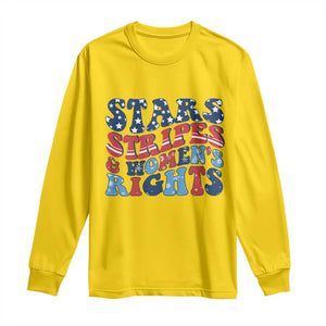 Stars Stripes And Women Rights Long Sleeve Shirt Groovy Retro 4th Of July TS10 Daisy Print Your Wear
