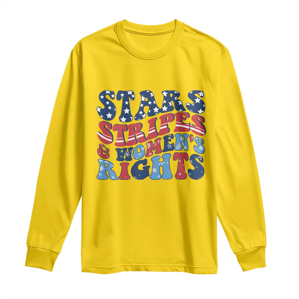 Stars Stripes And Women Rights Long Sleeve Shirt Groovy Retro 4th Of July TS10 Daisy Print Your Wear