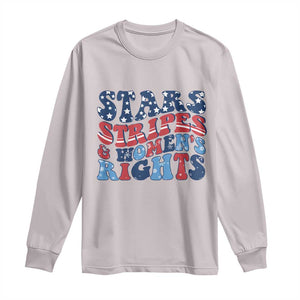 Stars Stripes And Women Rights Long Sleeve Shirt Groovy Retro 4th Of July TS10 Ice Gray Print Your Wear