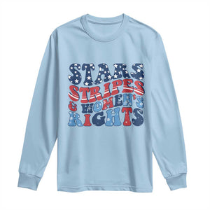 Stars Stripes And Women Rights Long Sleeve Shirt Groovy Retro 4th Of July TS10 Light Blue Print Your Wear