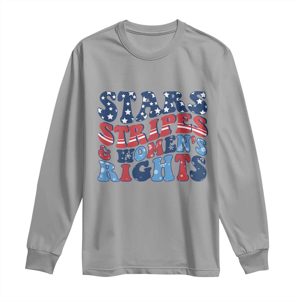Stars Stripes And Women Rights Long Sleeve Shirt Groovy Retro 4th Of July TS10 Sport Gray Print Your Wear