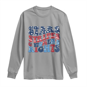 Stars Stripes And Women Rights Long Sleeve Shirt Groovy Retro 4th Of July TS10 Sport Gray Print Your Wear