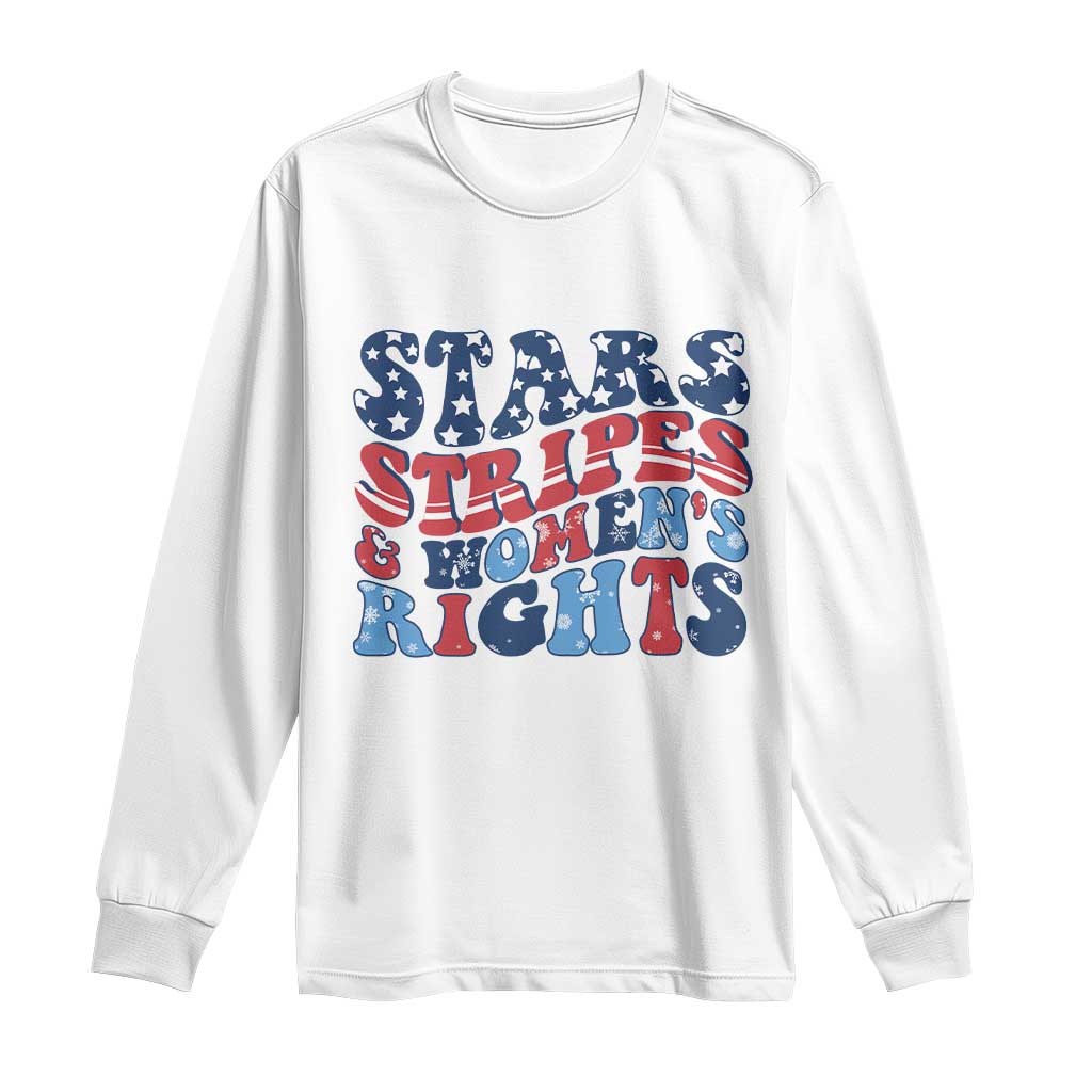 Stars Stripes And Women Rights Long Sleeve Shirt Groovy Retro 4th Of July TS10 White Print Your Wear