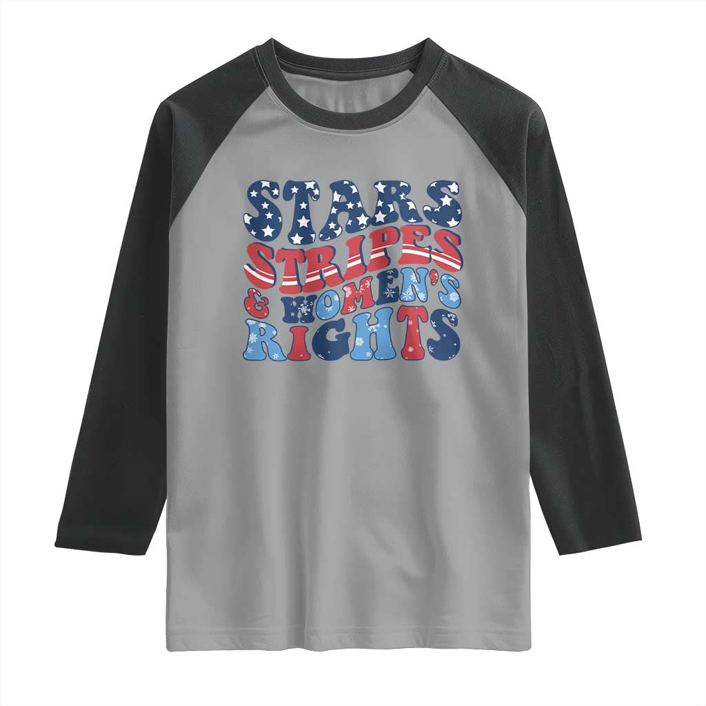 Stars Stripes And Women Rights Raglan Shirt Groovy Retro 4th Of July TS10 Sport Gray Black Print Your Wear