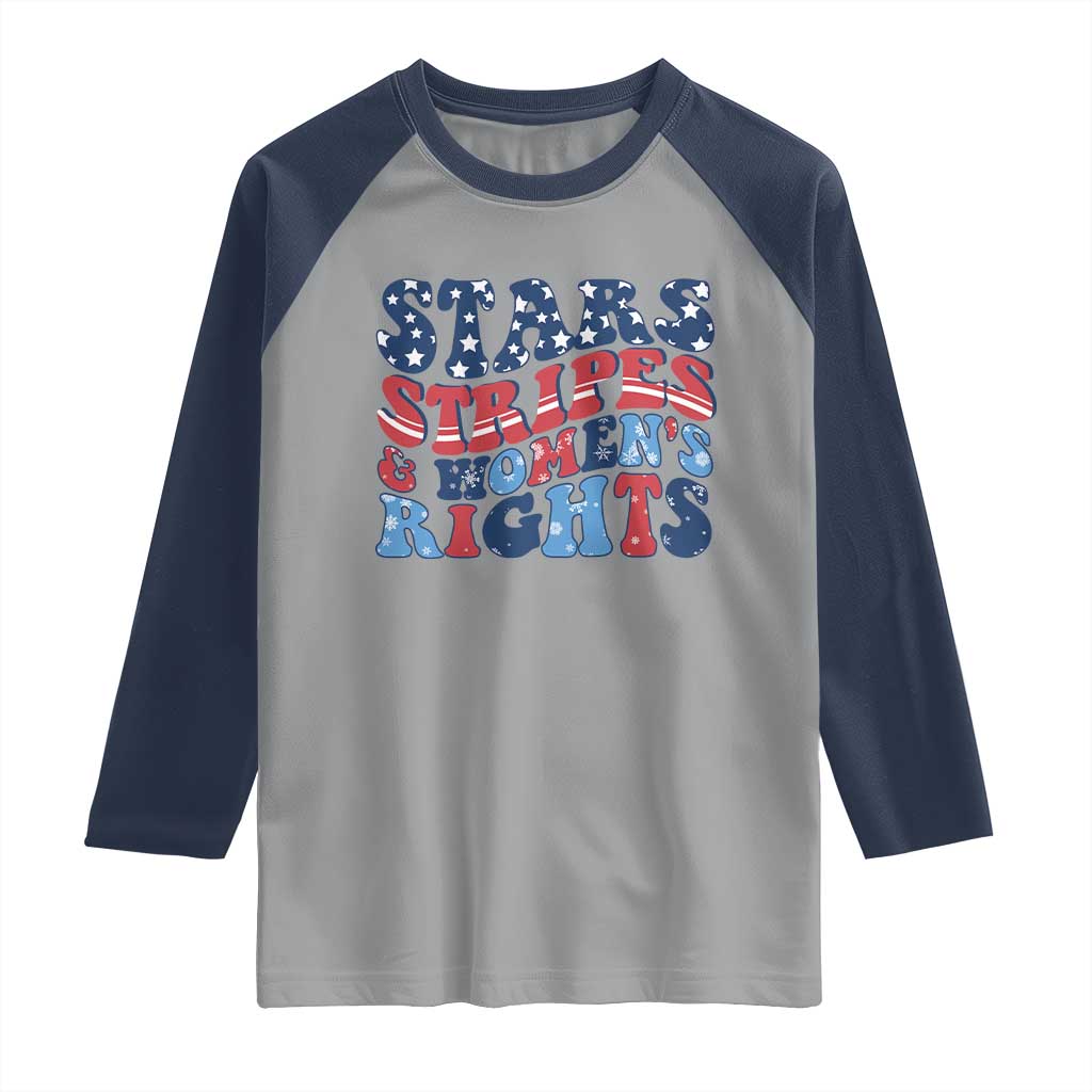 Stars Stripes And Women Rights Raglan Shirt Groovy Retro 4th Of July TS10 Sport Gray Navy Print Your Wear