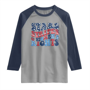 Stars Stripes And Women Rights Raglan Shirt Groovy Retro 4th Of July TS10 Sport Gray Navy Print Your Wear
