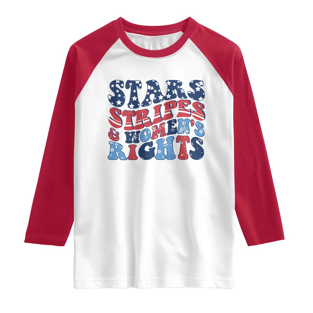 Stars Stripes And Women Rights Raglan Shirt Groovy Retro 4th Of July TS10 White Red Print Your Wear
