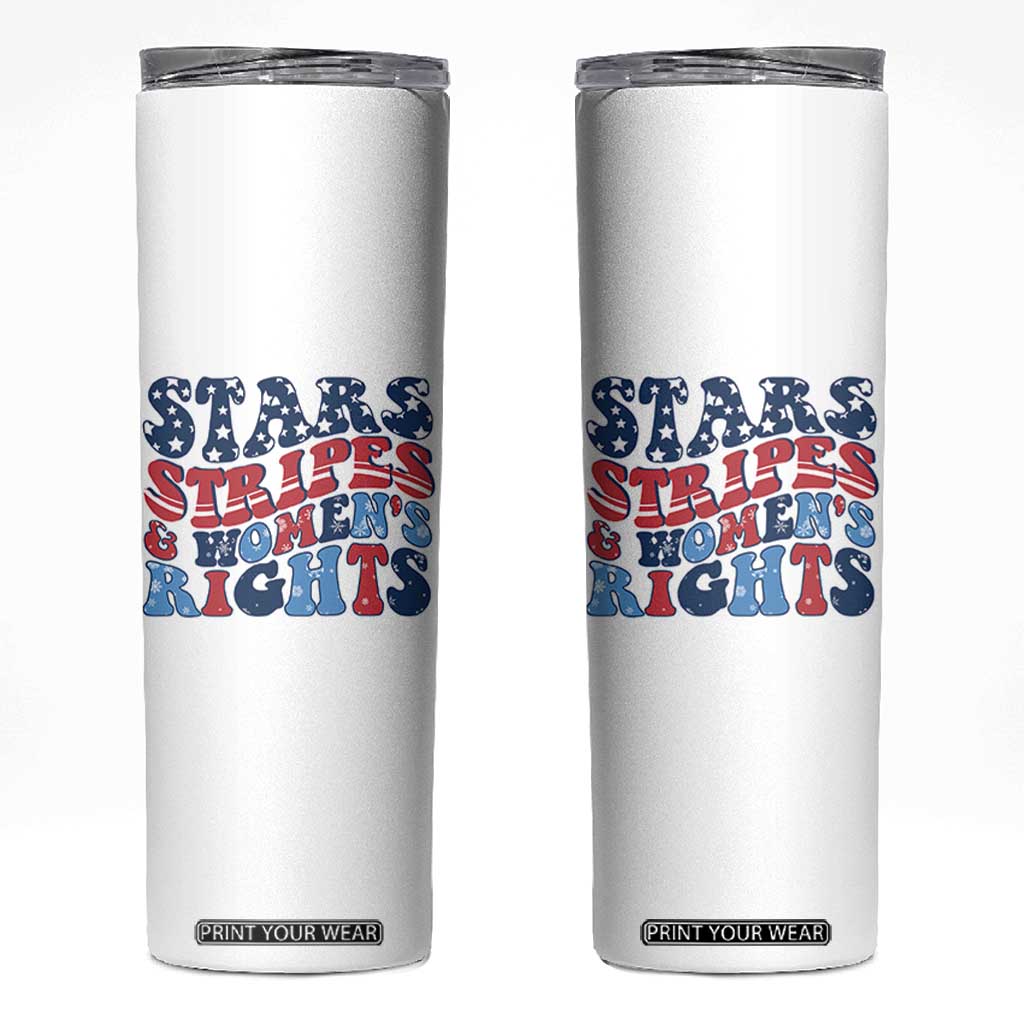 Stars Stripes And Women Rights Skinny Tumbler Groovy Retro 4th Of July TS10 White Print Your Wear