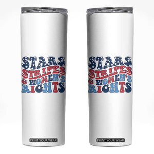 Stars Stripes And Women Rights Skinny Tumbler Groovy Retro 4th Of July TS10 White Print Your Wear