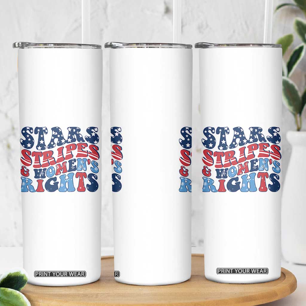 Stars Stripes And Women Rights Skinny Tumbler Groovy Retro 4th Of July TS10 Print Your Wear