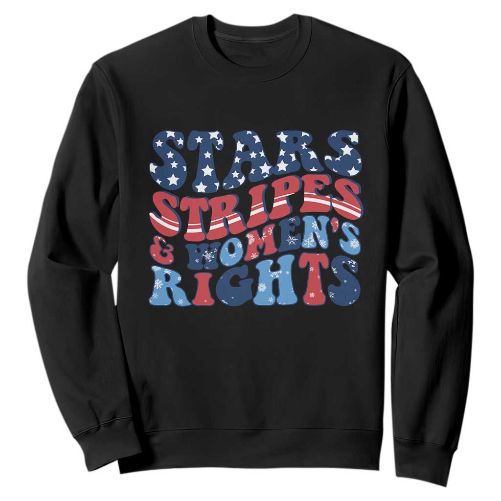 Stars Stripes And Women Rights Sweatshirt Groovy Retro 4th Of July TS10 Black Print Your Wear