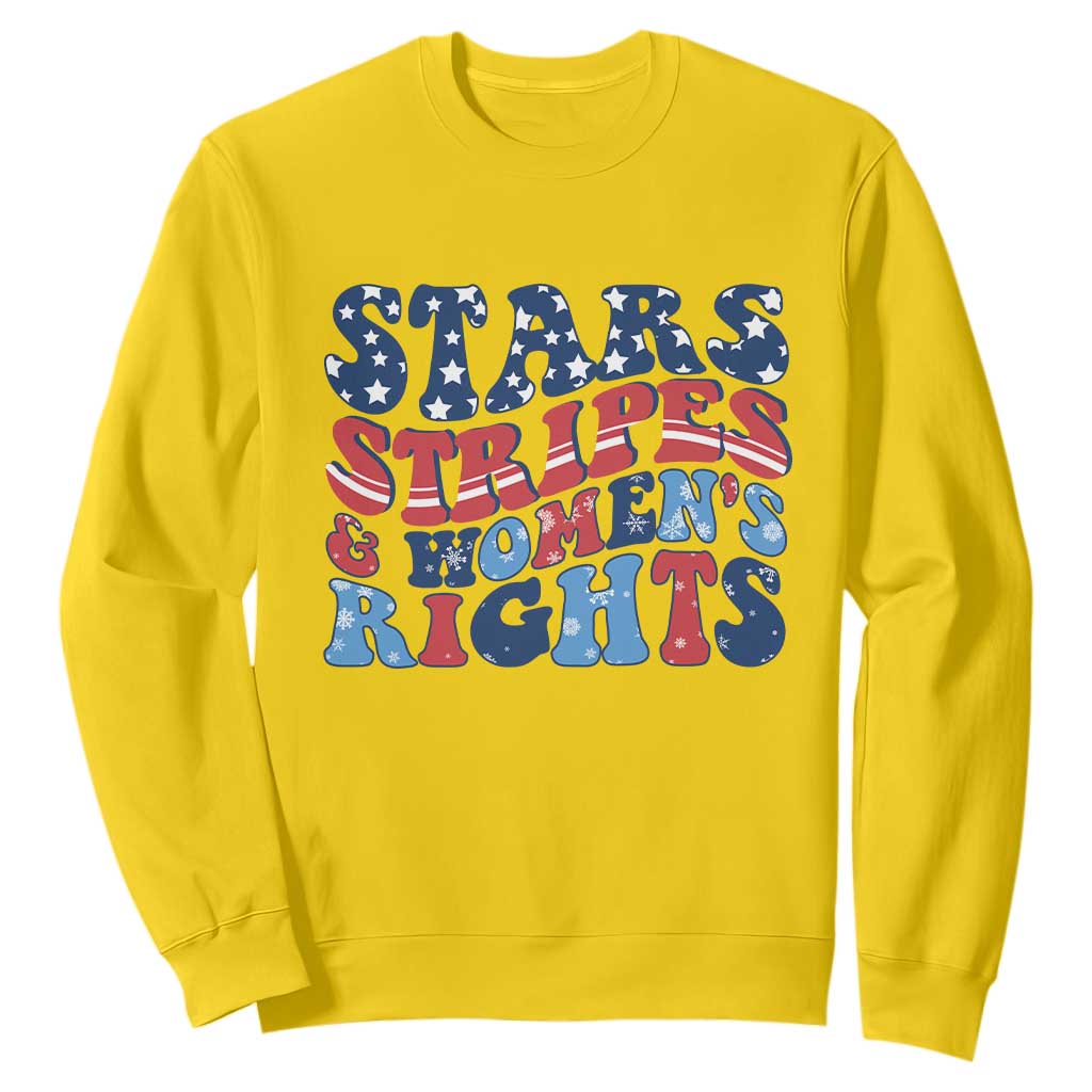 Stars Stripes And Women Rights Sweatshirt Groovy Retro 4th Of July TS10 Daisy Print Your Wear