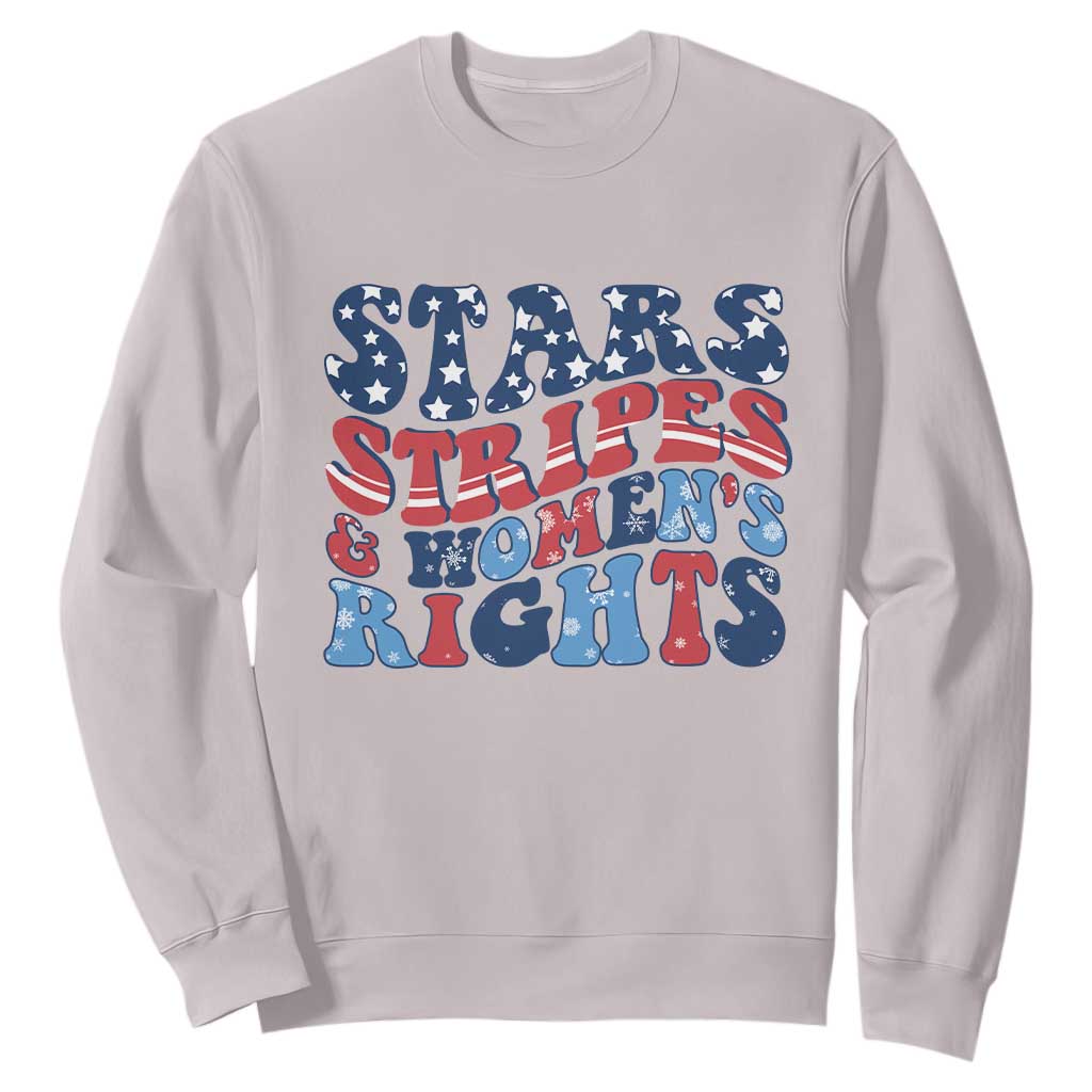 Stars Stripes And Women Rights Sweatshirt Groovy Retro 4th Of July TS10 Ice Gray Print Your Wear