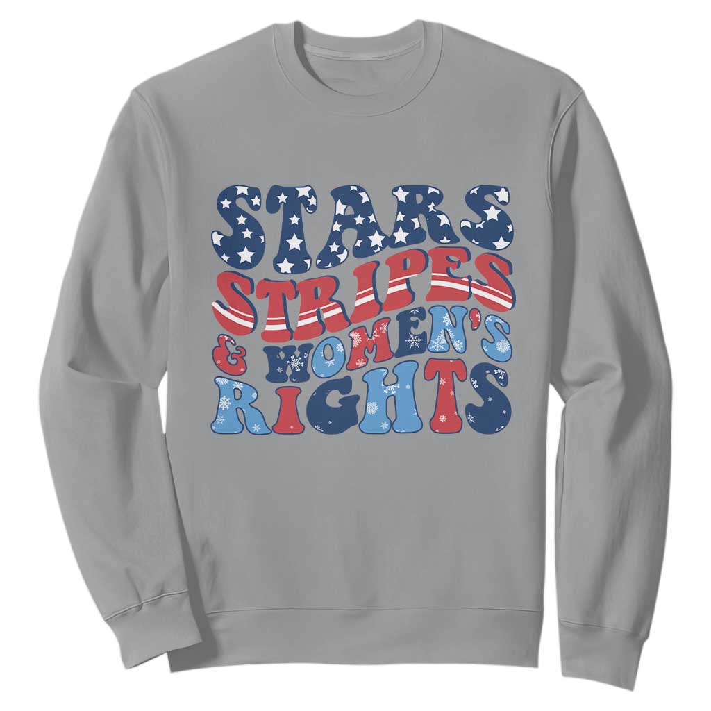 Stars Stripes And Women Rights Sweatshirt Groovy Retro 4th Of July TS10 Sport Gray Print Your Wear