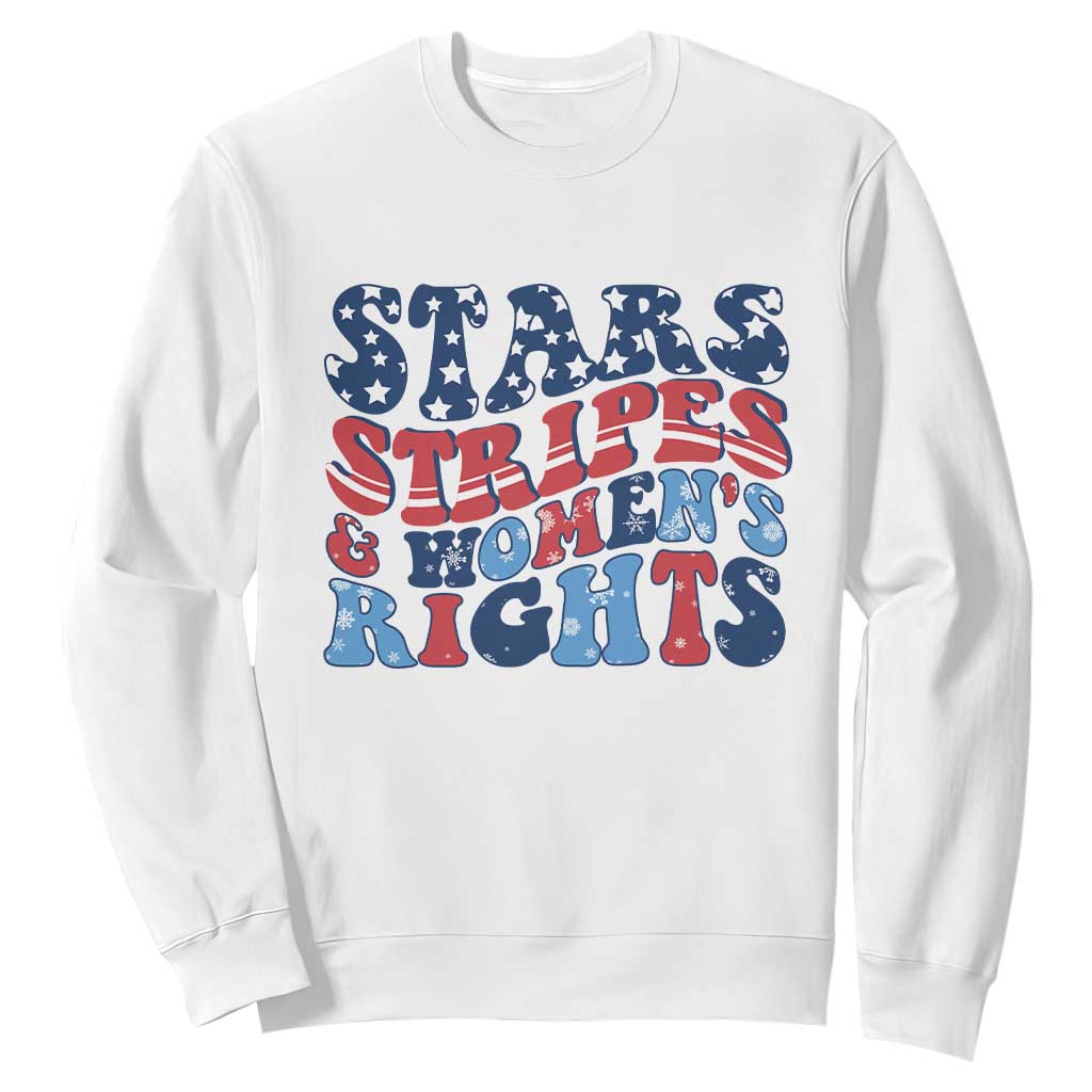 Stars Stripes And Women Rights Sweatshirt Groovy Retro 4th Of July TS10 White Print Your Wear