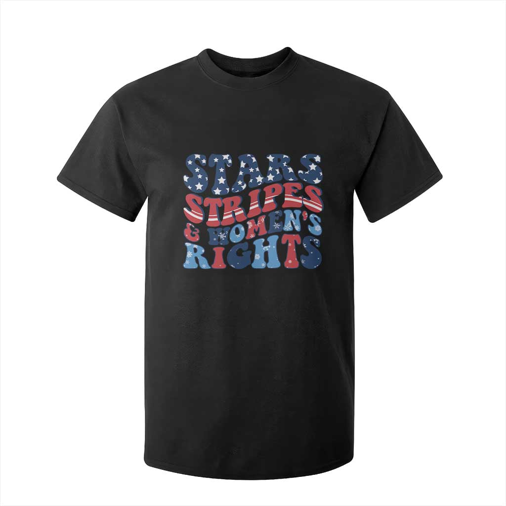 Stars Stripes And Women Rights T Shirt For Kid Groovy Retro 4th Of July TS10 Black Print Your Wear