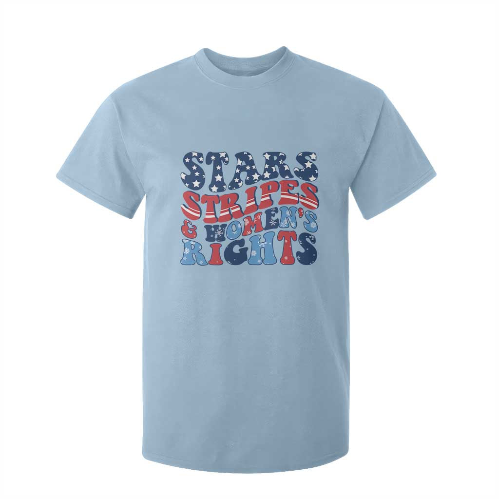 Stars Stripes And Women Rights T Shirt For Kid Groovy Retro 4th Of July TS10 Light Blue Print Your Wear
