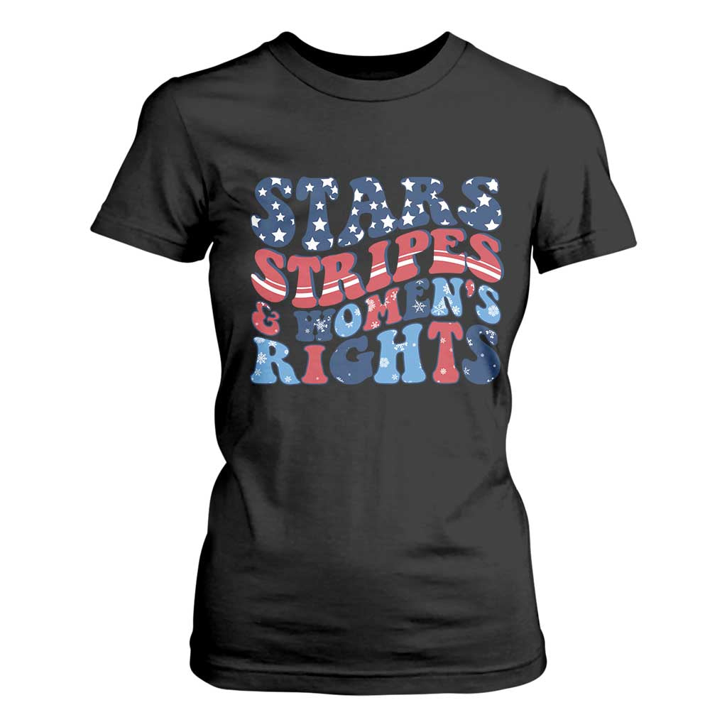 Stars Stripes And Women Rights T Shirt For Women Groovy Retro 4th Of July TS10 Black Print Your Wear