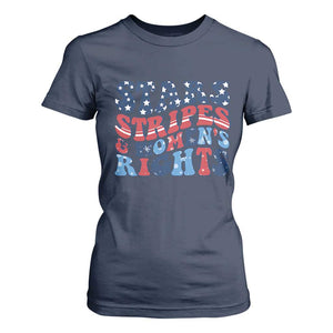Stars Stripes And Women Rights T Shirt For Women Groovy Retro 4th Of July TS10 Navy Print Your Wear