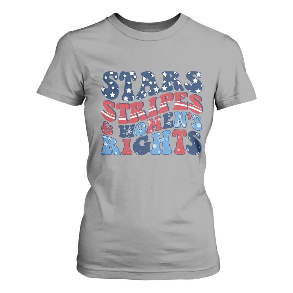 Stars Stripes And Women Rights T Shirt For Women Groovy Retro 4th Of July TS10 Sport Gray Print Your Wear