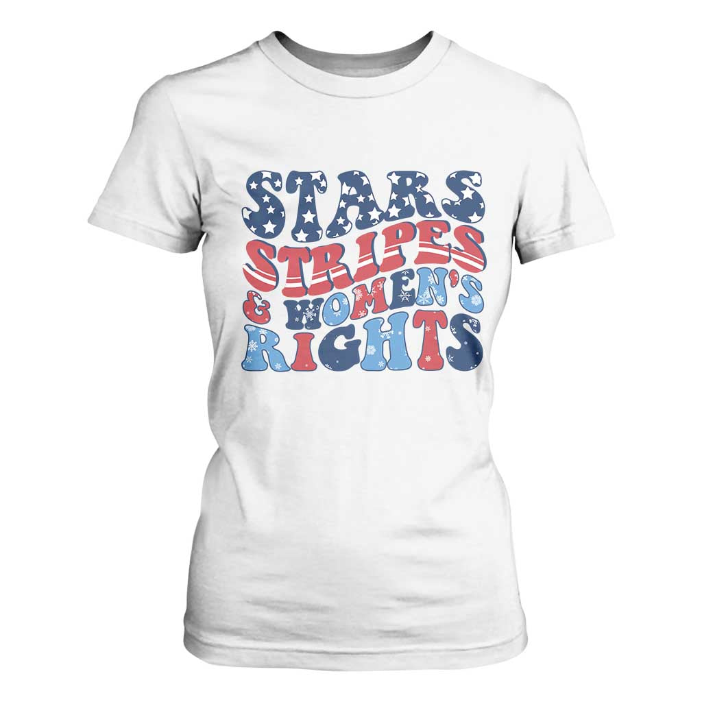 Stars Stripes And Women Rights T Shirt For Women Groovy Retro 4th Of July TS10 White Print Your Wear