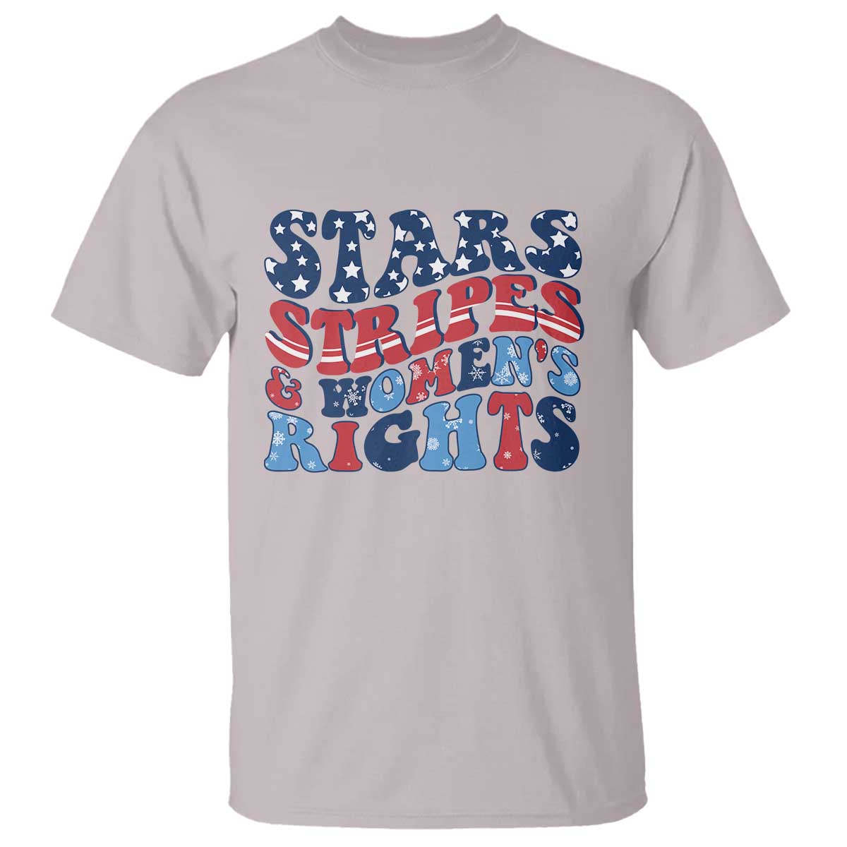 Stars Stripes And Women Rights T Shirt Groovy Retro 4th Of July TS10 Ice Gray Print Your Wear