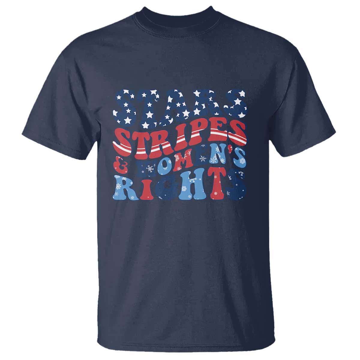 Stars Stripes And Women Rights T Shirt Groovy Retro 4th Of July TS10 Navy Print Your Wear