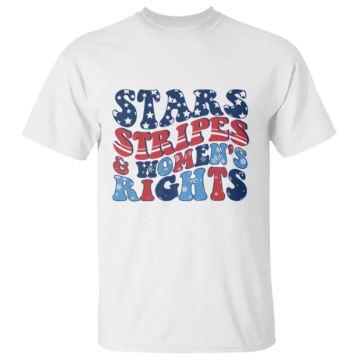 Stars Stripes And Women Rights T Shirt Groovy Retro 4th Of July TS10 White Print Your Wear