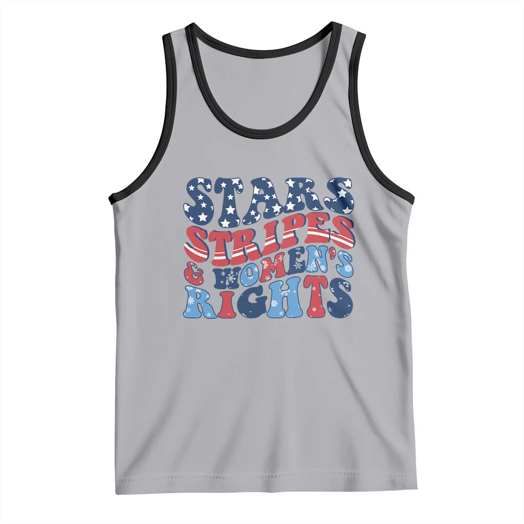 Stars Stripes And Women Rights Tank Top Groovy Retro 4th Of July TS10 Athletic Heather Black Print Your Wear