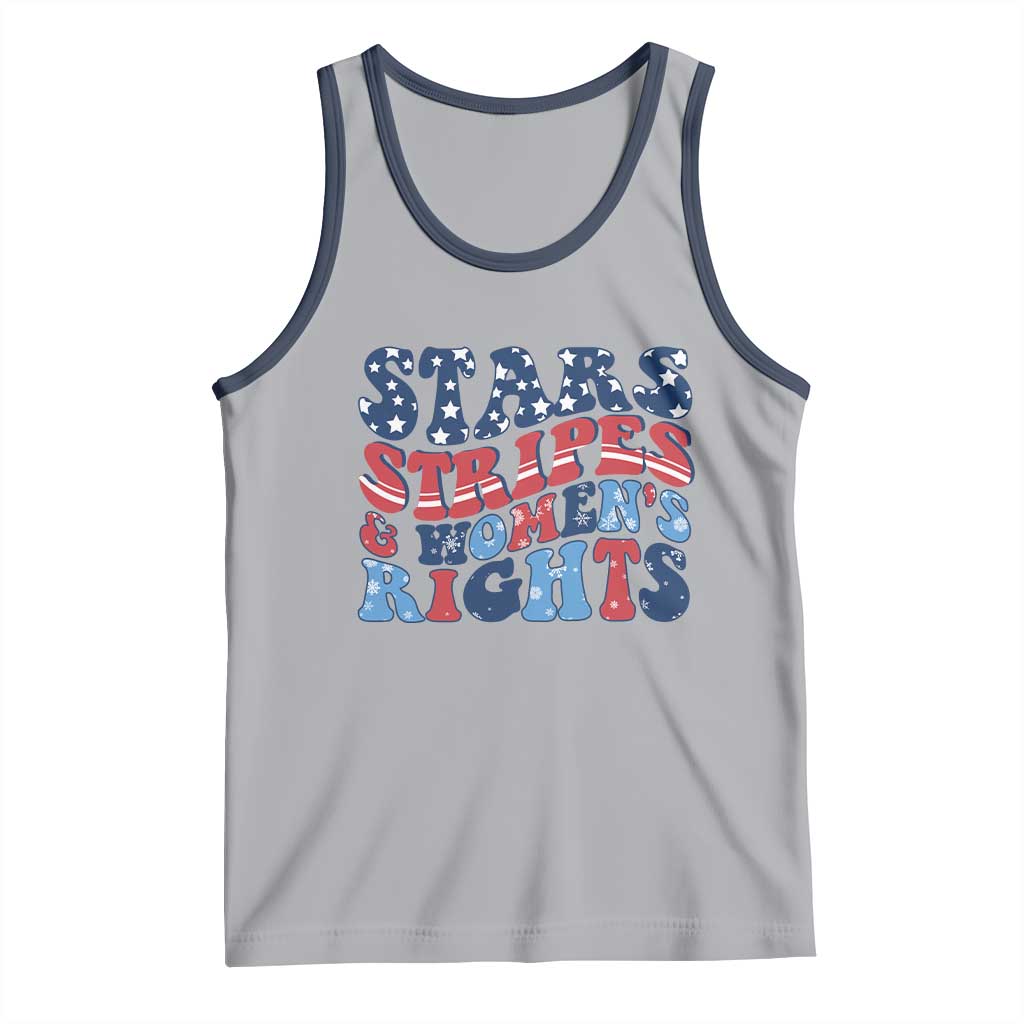 Stars Stripes And Women Rights Tank Top Groovy Retro 4th Of July TS10 Athletic Heather Navy Print Your Wear