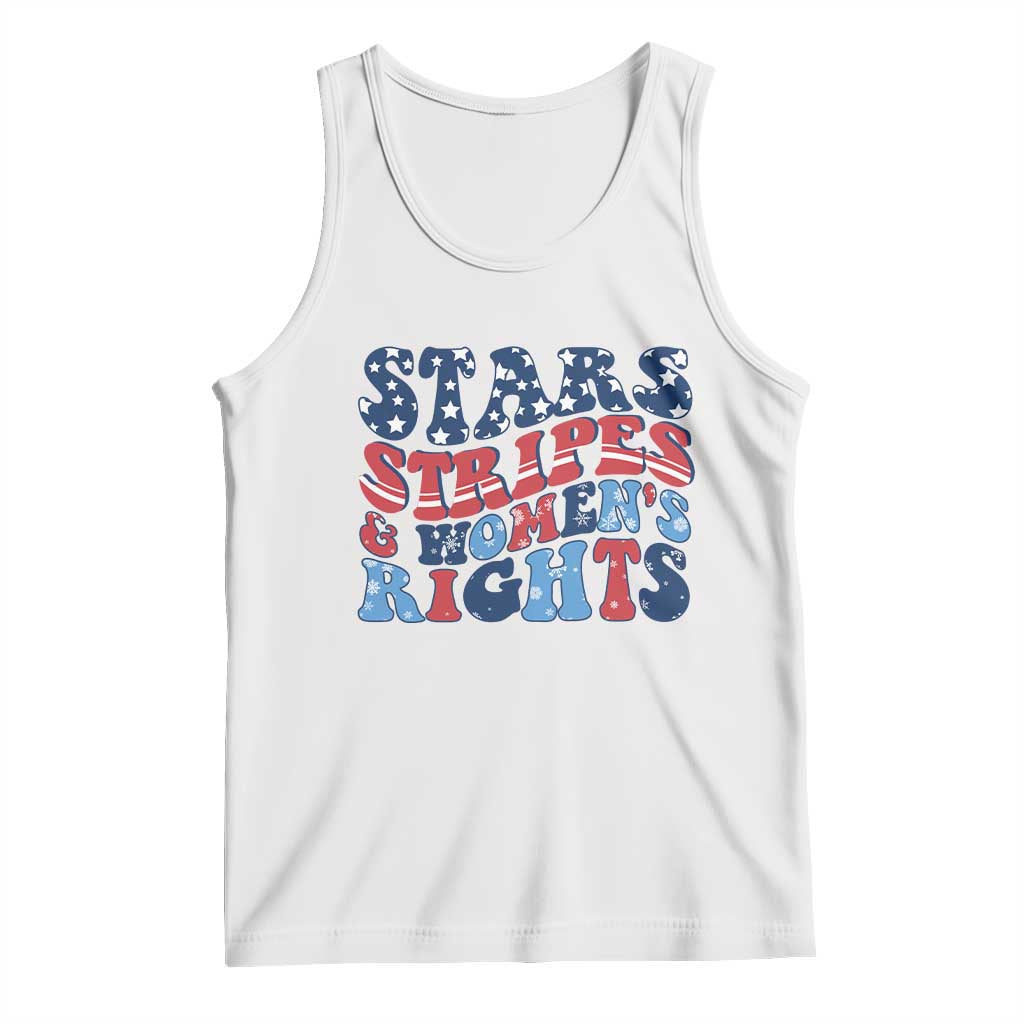 Stars Stripes And Women Rights Tank Top Groovy Retro 4th Of July TS10 White Print Your Wear