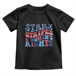 Stars Stripes And Women Rights Toddler T Shirt Groovy Retro 4th Of July TS10 Black Print Your Wear