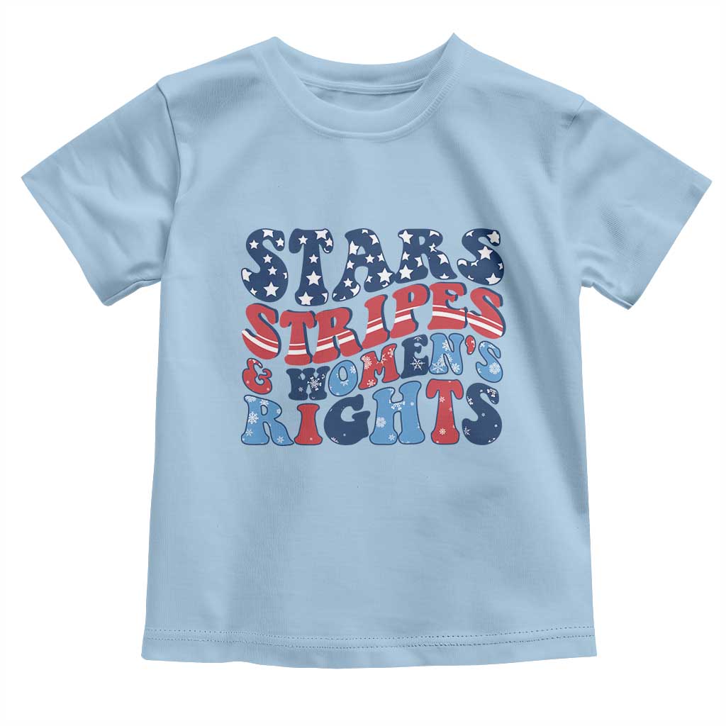 Stars Stripes And Women Rights Toddler T Shirt Groovy Retro 4th Of July TS10 Light Blue Print Your Wear