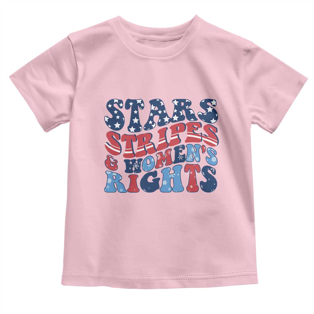 Stars Stripes And Women Rights Toddler T Shirt Groovy Retro 4th Of July TS10 Light Pink Print Your Wear