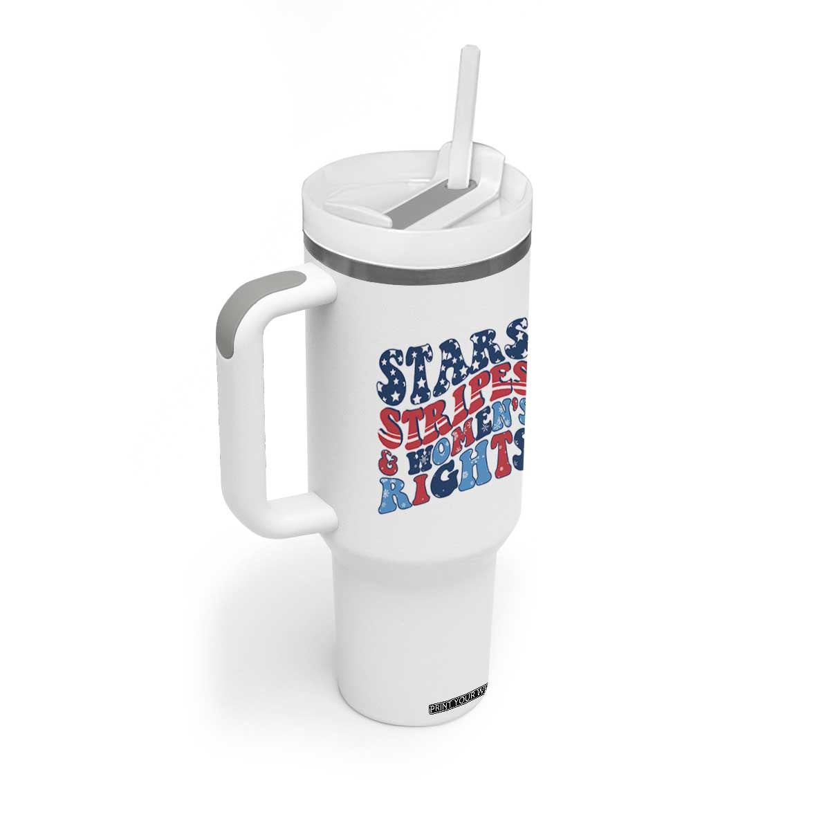 Stars Stripes And Women Rights Tumbler With Handle Groovy Retro 4th Of July TS10 Print Your Wear