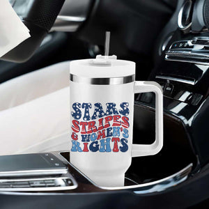 Stars Stripes And Women Rights Tumbler With Handle Groovy Retro 4th Of July TS10 Print Your Wear