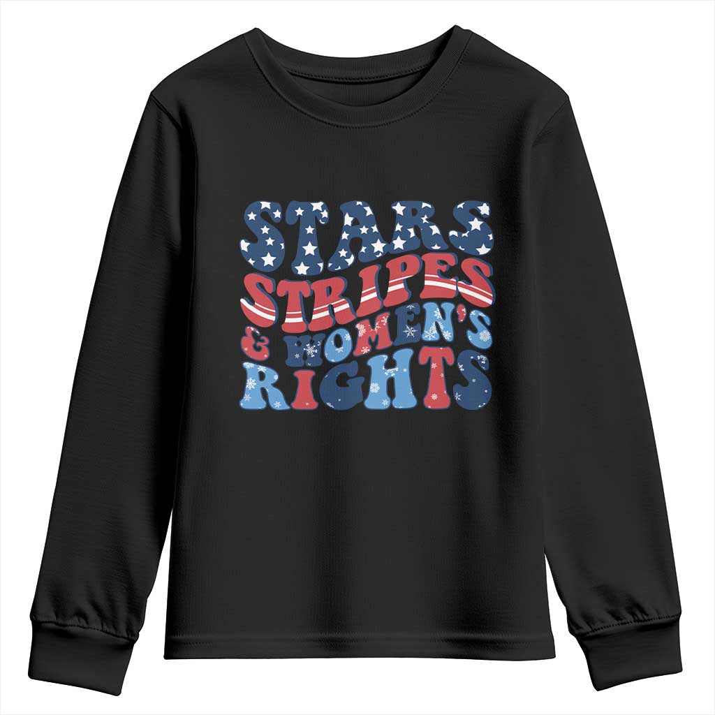 Stars Stripes And Women Rights Youth Sweatshirt Groovy Retro 4th Of July TS10 Black Print Your Wear