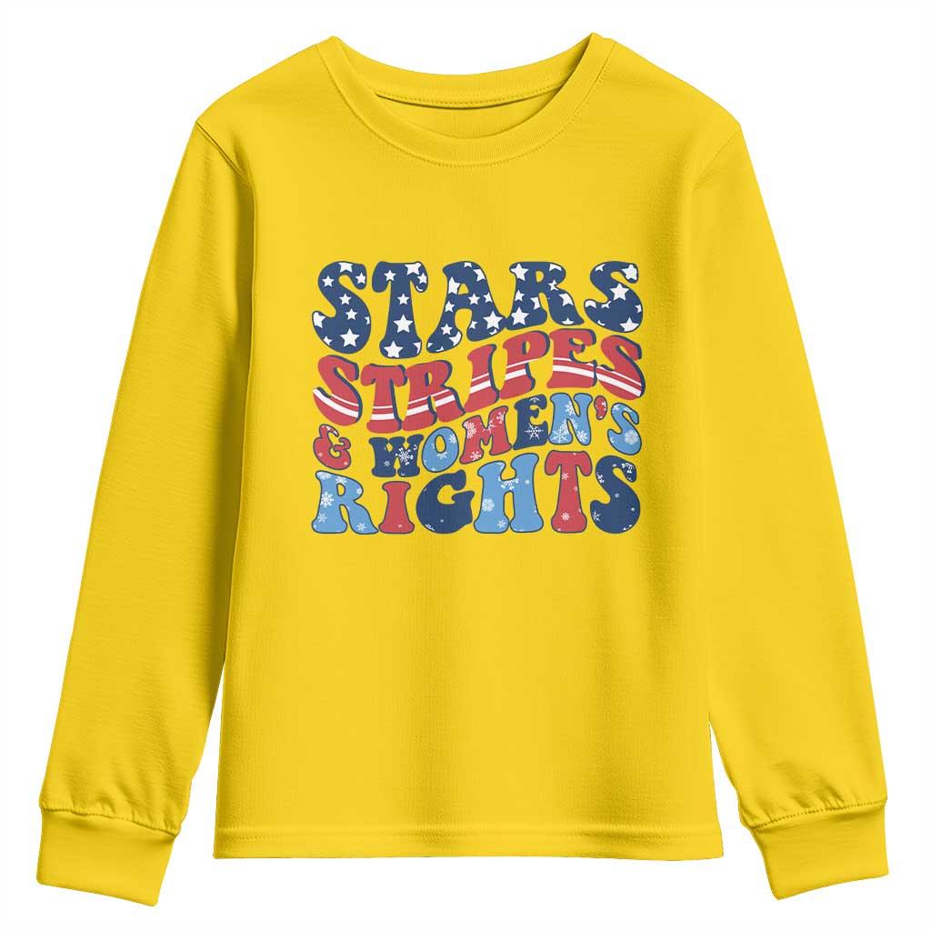 Stars Stripes And Women Rights Youth Sweatshirt Groovy Retro 4th Of July TS10 Daisy Print Your Wear