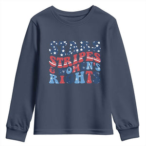 Stars Stripes And Women Rights Youth Sweatshirt Groovy Retro 4th Of July TS10 Navy Print Your Wear