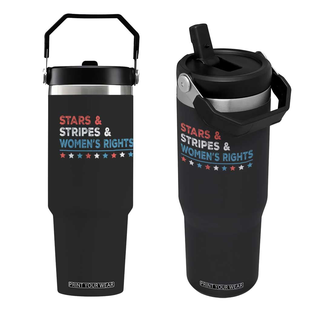 Stars Stripes And Women's Rights Flip Straw Tumbler 4th Of July Equal Rights TS11 One Size: 30 oz Black Print Your Wear