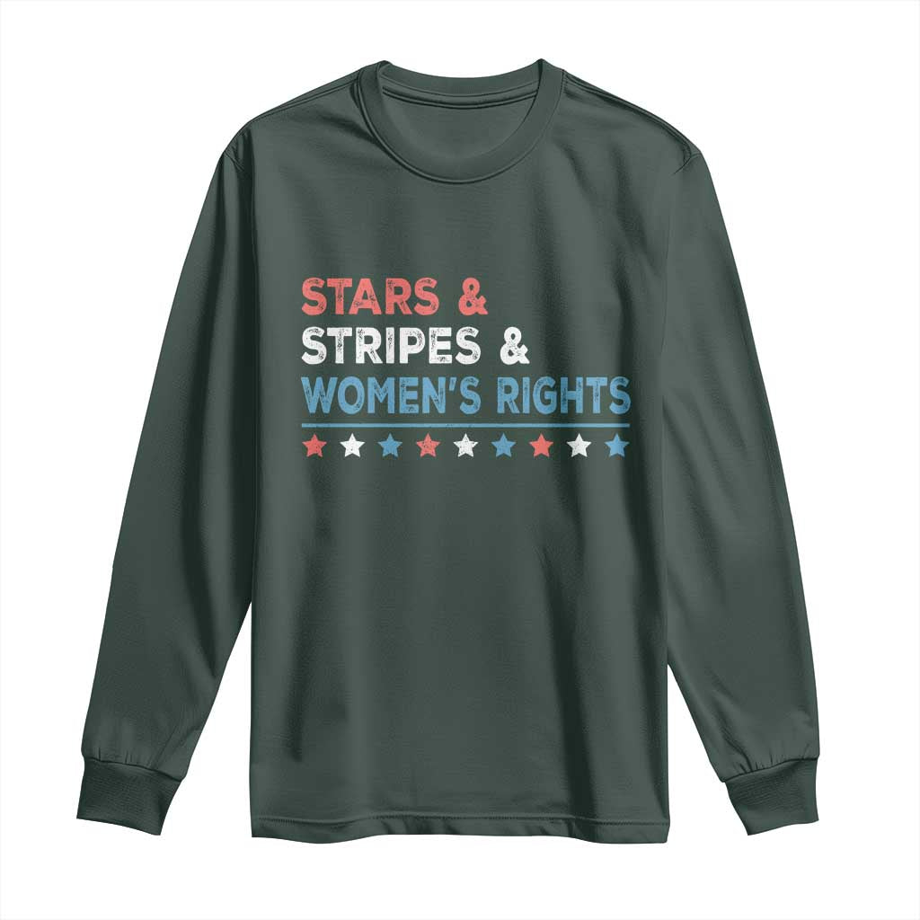 Stars Stripes And Women's Rights Long Sleeve Shirt 4th Of July Equal Rights TS11 Dark Forest Green Print Your Wear