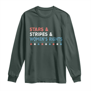 Stars Stripes And Women's Rights Long Sleeve Shirt 4th Of July Equal Rights TS11 Dark Forest Green Print Your Wear