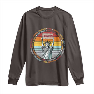 Statue of Liberty Hands Off Protest Long Sleeve Shirt Resist Resistance TS10 Dark Chocolate Print Your Wear