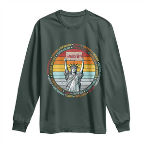 Statue of Liberty Hands Off Protest Long Sleeve Shirt Resist Resistance TS10 Dark Forest Green Print Your Wear